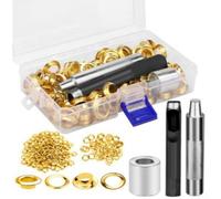 Grommet Kit Leather Punch Tool 100pcs Metal Eyelets(Gold)
