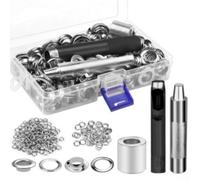Grommet Kit Leather Punch Tool 100pcs Metal Eyelets(Silver)