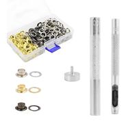 Grommet Kit Tool - 150 Pcs Grommets Eyelets Set, Eyelet Punch Kit with Metal Washers, Durable Carbon Steel Setting Tool for Tarpaulin, Leather, Fabric, and Curtain Crafting