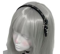 Grommet PU Leather Headband Adjustable For Women Punk 2000s Photo Props Punk Rock Headwear Grommet Gothic Pu Headpiece