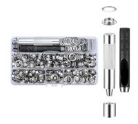 Grommet Tool Kit, 120 Pcs Grommets Eyelets Kit, Eyelets and Punch Metal Washers Setting Tool, 1/2" Eyelet Punch Kit 12mm Eyelets Set for Tarpaulin Leather Fabric Curtain Pool Cover