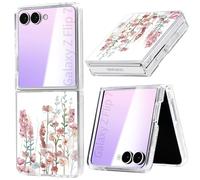 Gronda Phone Case Pink Floral for Samsung Z Flip 7, Ultra Slim Soft Shockproof, Never Yellow Cover for Samsung Flip 7 Case Women