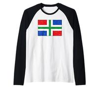 Groningen Provincial Flag Netherlands Holland Dutch Raglan Baseball Tee