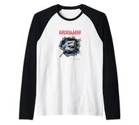 GROOAAHH! Dangerous Like a Shark Danger in The Sea Shark Alarm Raglan Baseball Tee