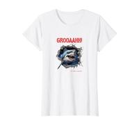 GROOAAHH! Dangerous Like a Shark Danger in the Sea Shark Alarm Value Graphic T-Shirt, Women, White, XL