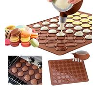 GROOFOO Macaron Silicone Baking Mat Mould Set, 48 Capacity Macaroons Non- Stick Baking Tray, French Macarons Making Set with Decorating Pen and 4 Nozzles for Macaron, Cupcake, Dessert