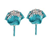Groom Boutonniere 2Pcs Pack Artificial Flower for Wedding Faux Silk Fabric Rose Boutonniere for Church Wedding Team Groom Groomsmen Father Flower Accessory Prom Formal Dinner Homecoming (K Green)