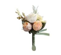 Groom Boutonniere Man Pin Suit Corsage Bridal Button-hole Wedding Wrist Flower Party Marriage Decor Artificial Silk Rose Flowers for Bridesmaids, Bridal Showers(07)