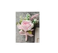 Groom Corsage Wedding Boutonniere Pink Rose Brooch Flowers Silk Lapel Pin Buttonhole Boutonniere for Guests Marriage Accessories for Bridesmaids, Bridal Showers(Boutonniere B)