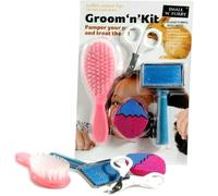 GROOM 'N' KIT sharples animal bristle slicker brush nail clippers chew grooming