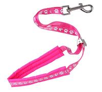 GROOM PROFESSIONAL Audie Padded Dog Grooming Loop Leash - Padding Around Neck for Comfort with Locking Metal Slider, Paw Print Design - 42cm, Pink