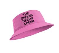 Groom Stag Party Bucket Hat The Groom Needs A Beer (UK, Alpha, L, Pink)