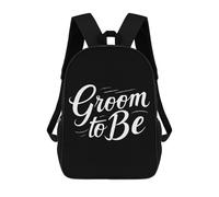 Groom to Be Printed 17 Inch Daypack Unisex Shoulder Backpacks Travel Laptop Backpack for Women Men