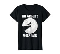 Groom Wolf Pack Bachelor Party Wedding Crew Graphic Value Graphic T-Shirt, Women, Black, M