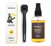 groomarang Beard Roller for Men 0.5mm Derma Roller for Beard Growth with 540 Titanium Needles - Suitable for Use on the Face and Scalp - Includes Storage Case & Disinfectant Spray 100ml