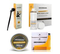 Groomarang Beard Roller Kit for Men 0.5mm Derma Growth with 540 Titanium Needles Face & Scalp Inc Disinfectant Spray 100ml, 60ml, Balm 60ml Comb