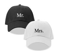 GroomBrideGifts Baseball Hat for Bride, Gifts for Bridal Shower Engagement Wedding and Married Couples Anniversary, D (2 Hats) Mr & Mrs/White+Black, 7-8