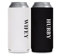 GroomBrideGifts Honeymoon Essentials Gifts - Hubby and Wifey Novelty Can Cooler|Wedding Engagement Gifts for Couples