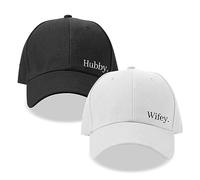 GroomBrideGifts Hubby and Wifey Hats - Honeymoon Essentials & Engagement Gifts for Couples - Matching Couples Baseball Cap Set