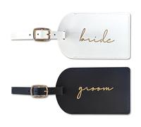GroomBrideGifts Mr and Mrs Luggage Tags, Bridal Shower Gift, Honeymoon Travel Essentials, A Bride & Groom, 4*3