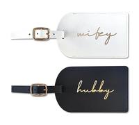 GroomBrideGifts Mr and Mrs Luggage Tags, Bridal Shower Gift, Honeymoon Travel Essentials, A Wife & Hubby, 4*3