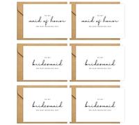 GroomBrideGifts Wedding Greeting Cards for Maid of Honor Bridesmai proposal Cards.（Bridesmaid - 6cards B）