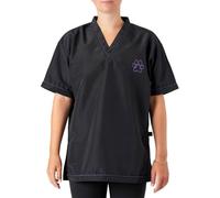 Groomers Dog Grooming V-Neck Tunic | Hair-Resistant & Lightweight | Machine Washable & Quick Drying | Unisex Short Sleeve Professional Workwear (UK, Alpha, XXL, Regular, Regular, Black Purple Piping)