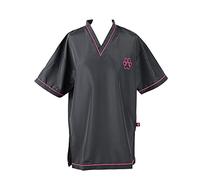 Groomers Dog Grooming V-Neck Tunic | Hair-Resistant & Lightweight | Machine Washable & Quick Drying | Unisex Short Sleeve Professional Workwear (UK, Alpha, 3XL, Regular, Regular, Pink Piping)