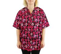 Groomers Dog Grooming V-Neck Tunic | Hair-Resistant & Lightweight | Machine Washable & Quick Drying | Unisex Short Sleeve Professional Workwear (UK, Alpha, S, Regular, Regular, Pink Paw Print)