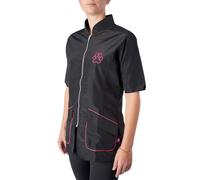 Groomers Mandarin Collar Tunic - Black with Pink Piping, Small Size: S