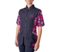 Groomers Navy Mandarin Collar Tunic Pink Paw Print - XXL Size: XX Larg
