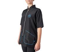 Groomers Unisex Mandarin Collar Jacket | Smart Professional Dog Grooming Essential Workwear | Full Zip Front Anti Static Anti Hair Lightweight Tunic With Coloured Piping (Blue Piping, L)