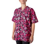 Groomers V-Neck Tunic Pink Paw Print - Large Size: Large