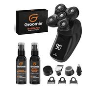 GROOMIE No Hair, Don't Care Bundle - BaldiePro Electric Head Shavers for Bald Men, Natural Pre-Shave Oil to Promote Close Shave, & Natural Aftershave Serum - Mens Head Shaver Kit w/ Electric Razor