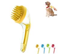 Grooming Brushes for Dogs, Pet Bath Brush With Soap Dispenser, Pet Baths Brush, 2 in 1 Dog Bath Brushs, Cat Chin Cleaning Brushs (Yellow)