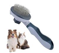 Grooming Comb - Loose Hair Removal Brush for Pets, Easy Clean Self-Cleaning Design with Comfortable Grip, Detangling and Massaging Tool for Puppy Kitten Dog Cat Maintenance, Bath Time, Travel Use