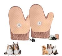 Grooming Mist Glove for Pets Electrostatic Deshedding Glove - Upgraded Thickened Spray Mitt for Effortless Hair Removal on Cats & Dogs, Fur, Couch & Clothing (Almond,2Pcs)