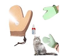 Grooming Mist Glove for Pets - Spray, Brush & De-Shed, Dog & Cat Grooming Glove Brush with Nano Spray, Anti-Static Silicone Tips, Pet Hair Remover for Shiny Coats & Furniture Cleaning (Soft Almond)