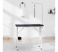 Grooming Table Black 97x61x154.5cm Engineered Wood Powder-Coated Iron Non-Slip.