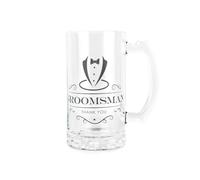 Groomsman Glass Stein - Wedding Roles Beer Glass Thank You Gift - 450ml Drinking Cup/Tankard with Handle Present