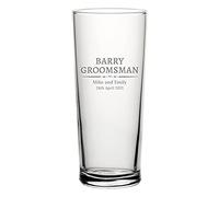 Groomsman Personalised Engraved Pint Glass - Customised Name and Date Keepsake