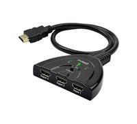 Groov-e 3-Port HDMI Switch - 3 Input 1 Output 4K HDMI Selector Box with Remote Control for TV, Monitor, and Media Players - Black
