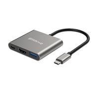 Groov-e 3-Port USB-C Hub - Compact Multi-Port Adaptor with HDMI and USB-A for Laptops and Tablets - Silver