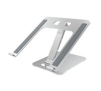 groov e Laptop & Tablet Stand - Foldable Computer Stand for Desks with Height and Angle Adjustment - Non-Slip Pads, Ergonomic Position - For Laptops, Tablets and Devices Sized 10"-17" - Silver