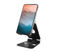 groov e Adjustable Smartphone Stand - Aluminium Alloy Desktop Phone Holder for Devices Up to 6.9 Inches, Non-Slip Base, Foldable Design - Black