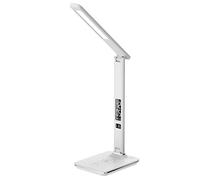 Ares Desk LED Lamp with Wireless Charging Pad & Clock - White