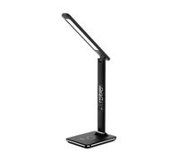 groov e Ares LED Lamp - Touch Control Desk Light with Fold Design - 3 Lighting Modes, Built-in Wireless Charger, Alarm Clock, & Digital Display with Time & Calender - Mains Operated - Black