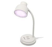 groov e Astra LED Lamp - Touch Control Desk Light with Built-in Wireless Charger, & Bluetooth Speaker - 9 LED Colour Modes for Mood Lighting - Type-C USB Powered - White