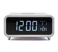 Groove Athena Digital Alarm Clock with Wireless Charging Pad & LCD Display White
