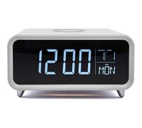 Groove Athena Digital Alarm Clock with Wireless Charging Pad & LCD Display White